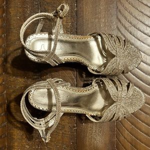 Women’s Gold Glitter Sugar Wedge Heels